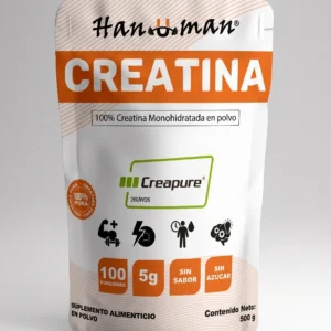 Creatina Monohidratada Creapure® 500 Gr, sin sabor 100% pura.